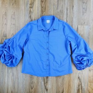 🔹️Cupio Blue Buttoned Bishop Long Sleeve Top Large